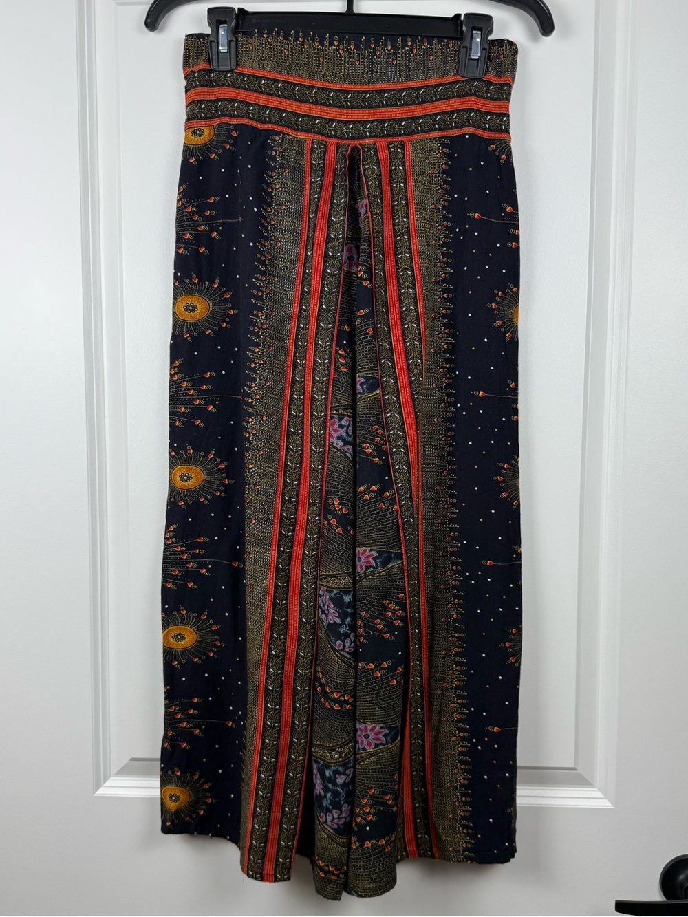 Aravon Navy Maxi Skirt with Rust and Gold Trim